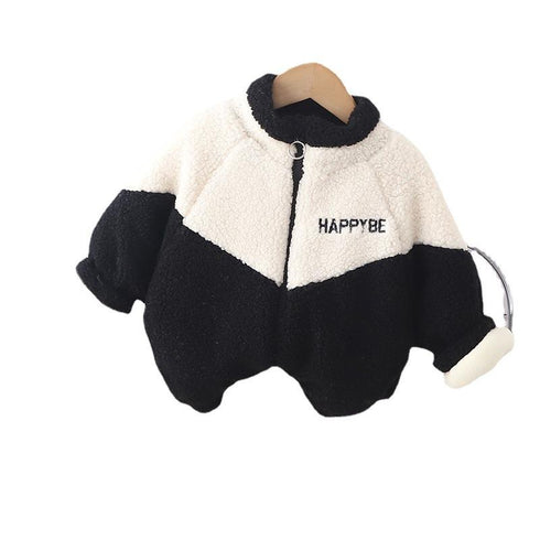 Winter boy plus velvet long sleeve coat